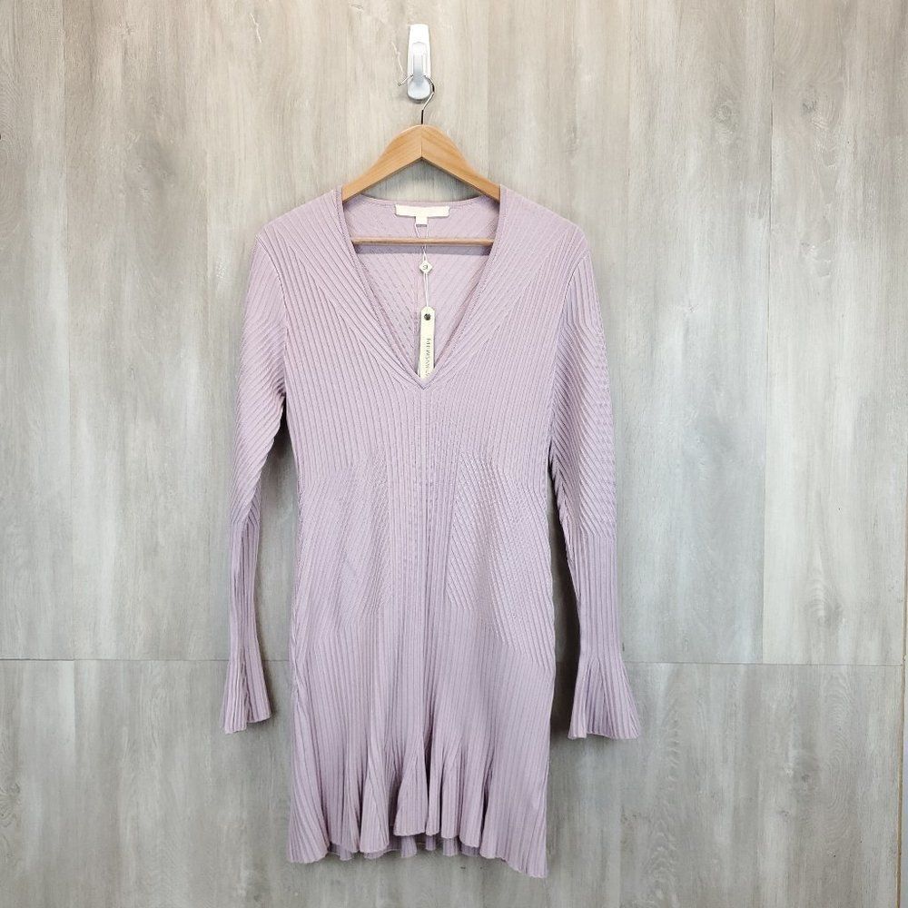 NWT Jonathan Simkhai Rib Knit V-Neck Dress Directional purple sz L - Picture 4 of 14
